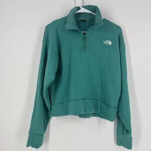 The North Face Womens Green Blue 1/4 Zip Fleece Pullover Sweater Size Small